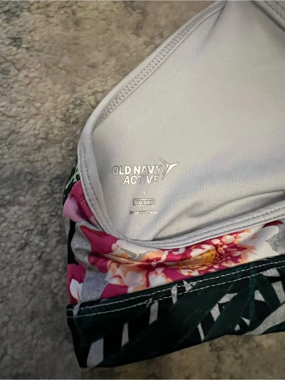 Old Navy Tropical Floral Strappy Bralette in Green & Pink